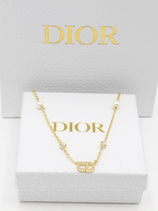 سلسال ديور ناعم ستون اند بيرل لوقو سلسال dior ذهبي