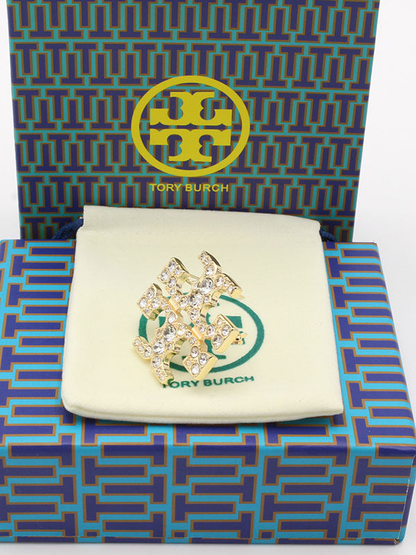 بروش توري بورش كريستال بروش tory burch ذهبي