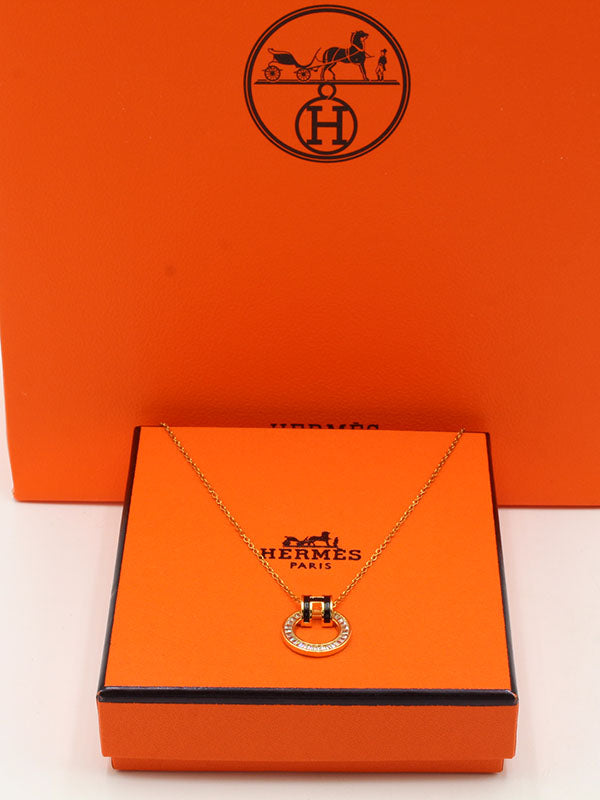 سلسال هيرمز مدور زركون سلسال HERMES اسود ذهبي
