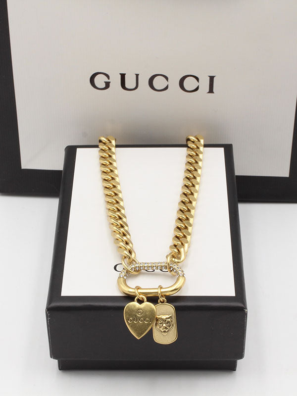 سلسال قوتشي جنزير كبير كريستال سلسال gucci ذهبي