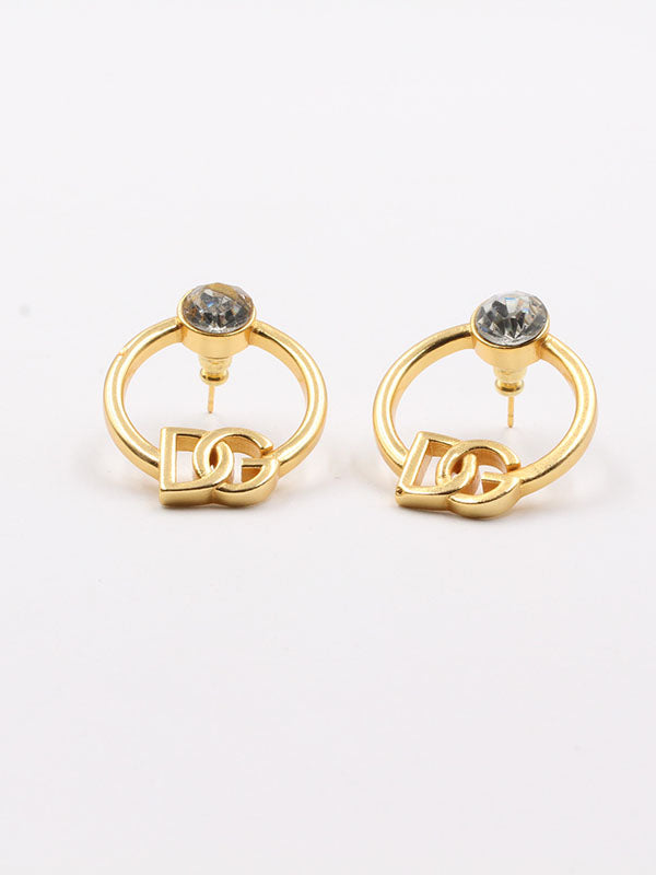 حلق دولتشي اند غابانا كبير بفص حلق Dolce&Gabbana ذهبي