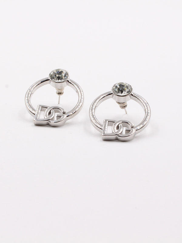 حلق دولتشي اند غابانا كبير بفص حلق Dolce&Gabbana فضي