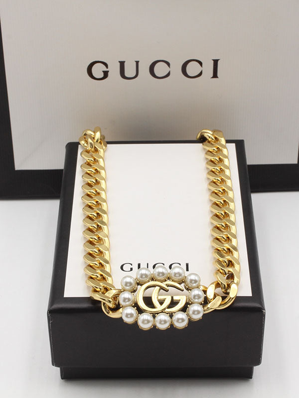 سلسال قوتشي بيق شاين بيرل لوقو سلسال gucci ذهبي