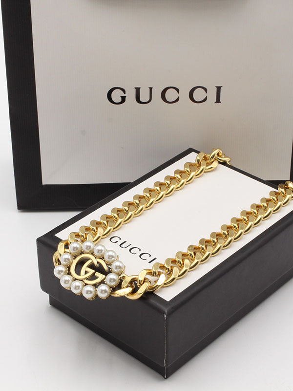 سلسال قوتشي بيق شاين بيرل لوقو سلسال gucci