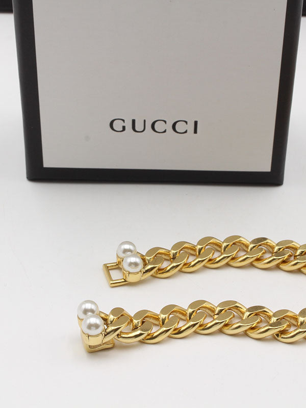 سلسال قوتشي بيق شاين بيرل لوقو سلسال gucci