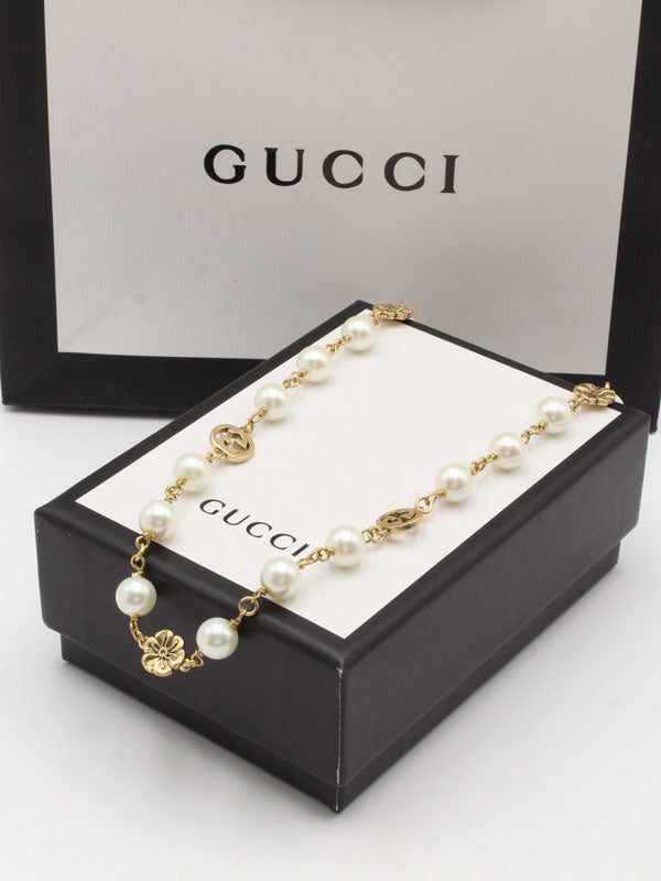 سلسال قوتشي بيرل لوقو برونز سلسال gucci