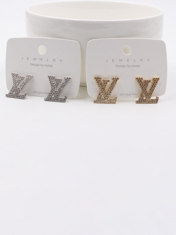 حلق لويس فيتون شعار لوقو زركون حلق louis vuitton