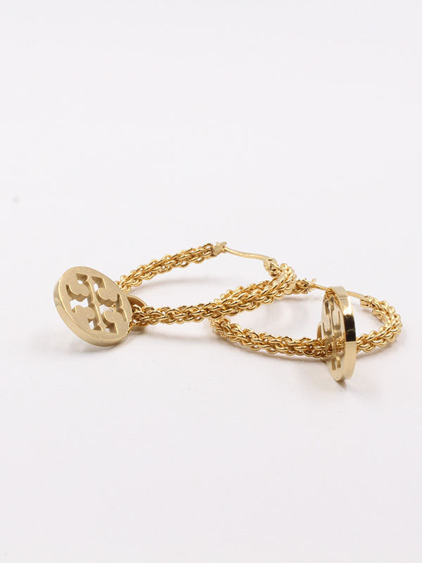 حلق توري بورش مدور ذهبي كبير حلق tory burch