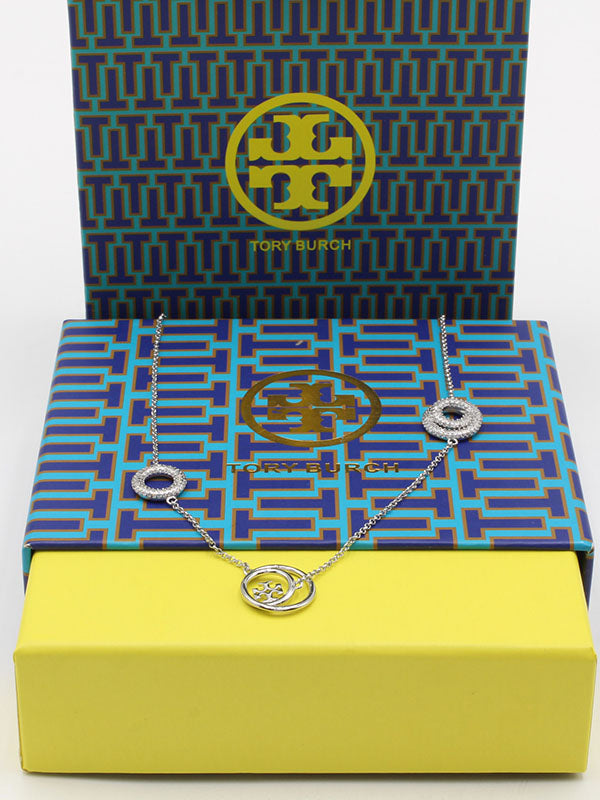 سلسال توري بورش زركون سيركلز سلسال tory burch فضي
