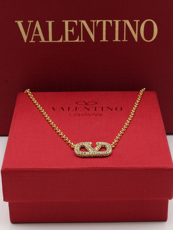 سلسال فالنتينو كريستال ذهبي سلسال VALENTINO