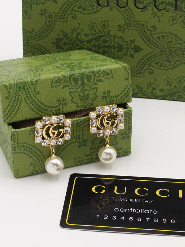 حلق قوتشي سكوير بيرل مكس لوقو حلق gucci