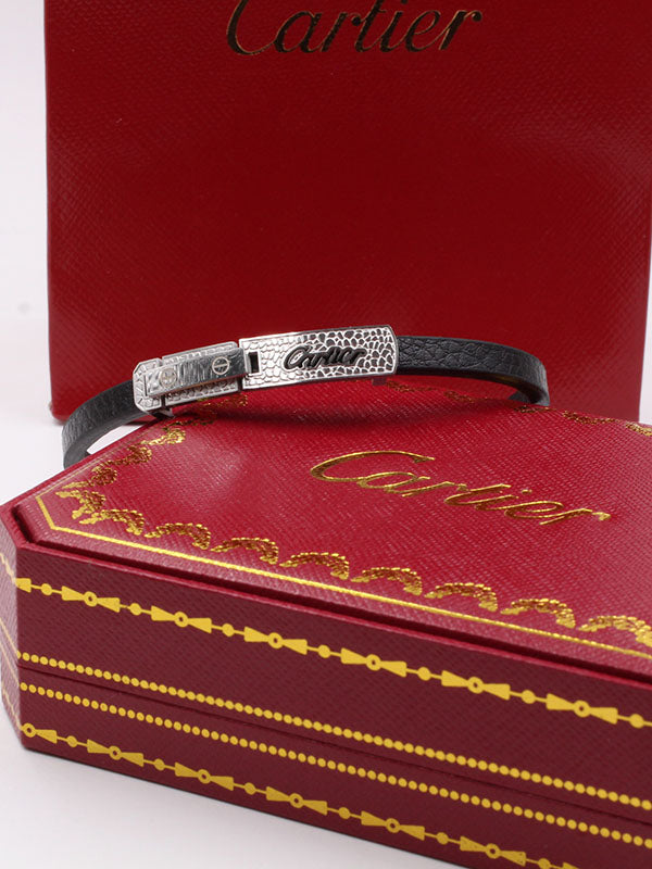 اسواره كارتير جلد اسود رجالية كبيره اسواره CARTIER اسود