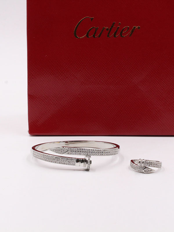 اسواره وخاتم كارتير بناتي اسواره CARTIER فضي 5