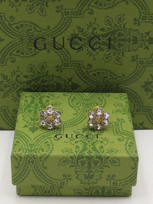 حلق قوتشي فلاور انتيك لوقو حلق gucci برونزي