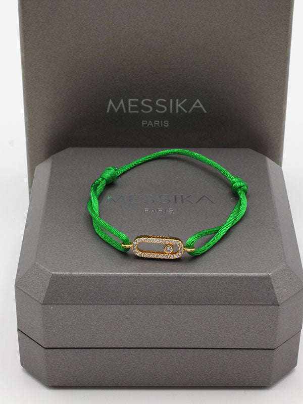 اسواره ميسيكا خيط الجديده لوقو اسواره messika اخضر ذهبي
