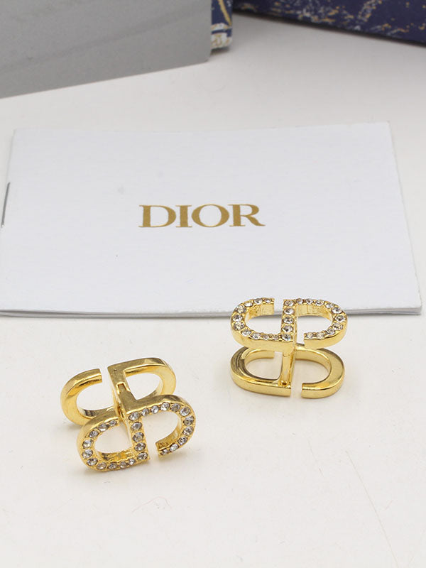 حلق ديور كبس لوقو كريستال حلق dior ذهبي