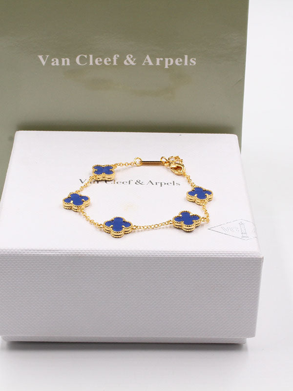 اساور فان كليف لوقو وسط اسواره van cleef كحلي ذهبي