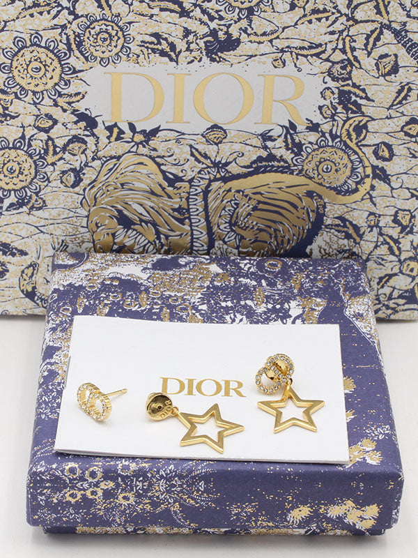 حلق ديور ستار لوقو حلق dior ذهبي