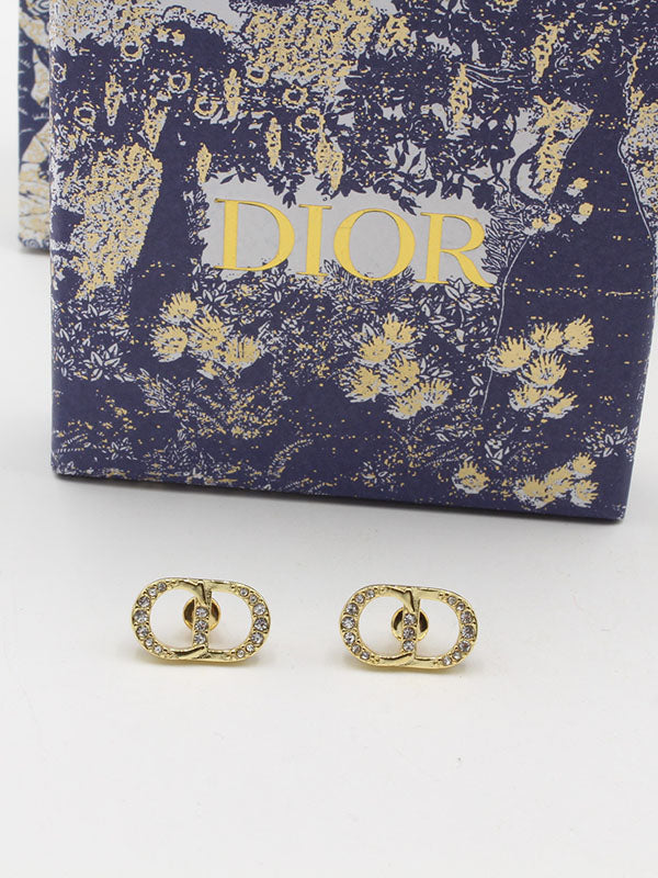 حلق ديور ريقيلور كريستال لوقو حلق dior ذهبي
