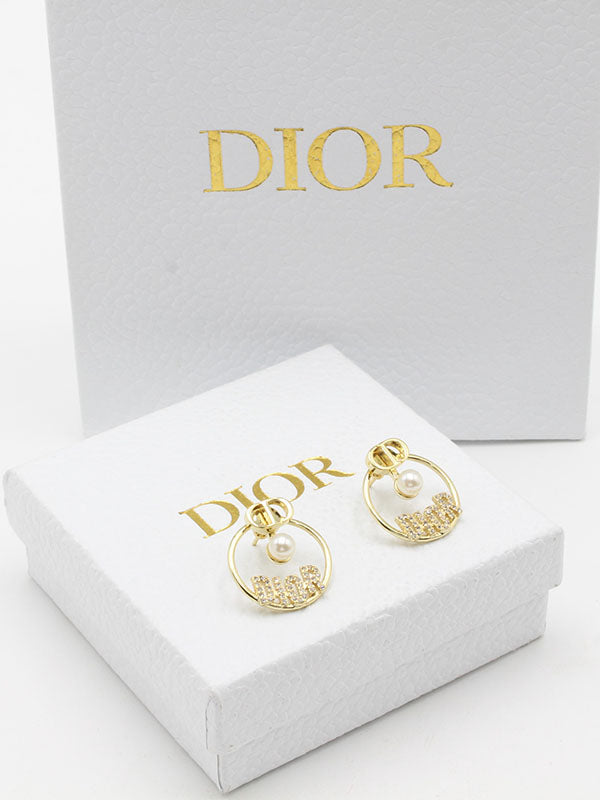 حلق ديور وذ بيرل دبل لوقو حلق dior