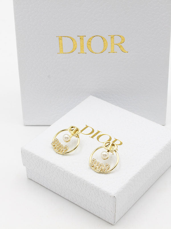 حلق ديور وذ بيرل دبل لوقو حلق dior