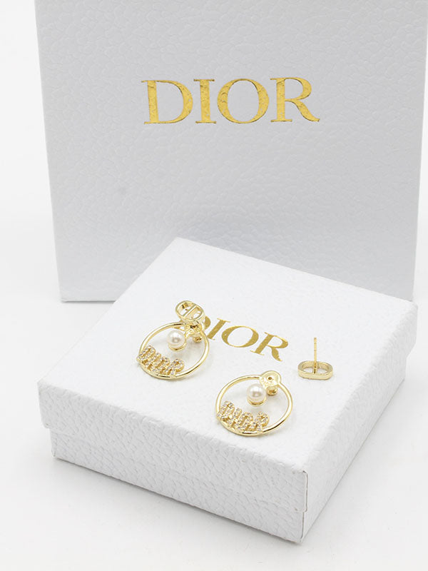 حلق ديور وذ بيرل دبل لوقو حلق dior