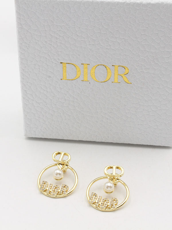 حلق ديور وذ بيرل دبل لوقو حلق dior