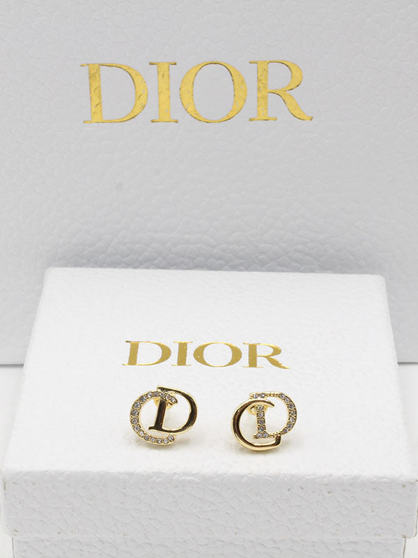 حلق ديور كريستال صغير لوقو حلق dior ذهبي