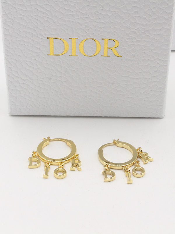 حلق ديور راوند ديور لوقو حلق dior ذهبي
