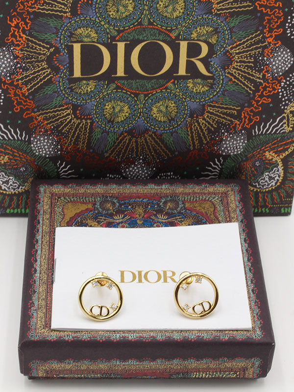 حلق ديور سيركل زركون لوقو حلق dior ذهبي