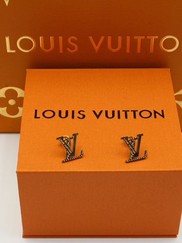 حلق لويس فيتون شعار منحوت حلق louis vuitton