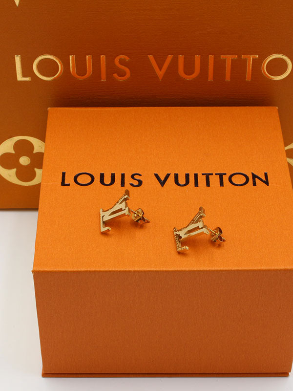 حلق لويس فيتون شعار منحوت حلق louis vuitton