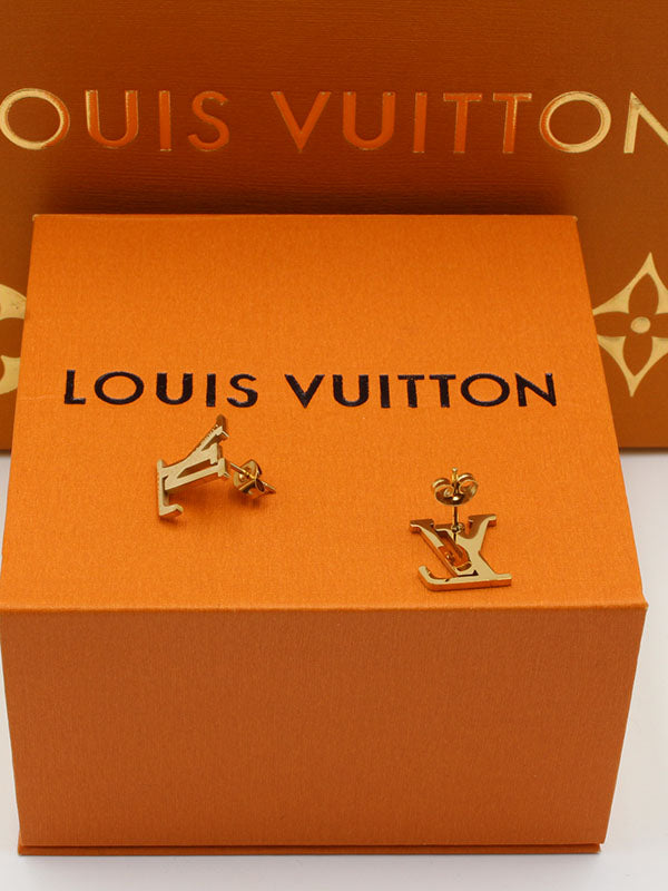 حلق لويس فيتون شعار منحوت حلق louis vuitton