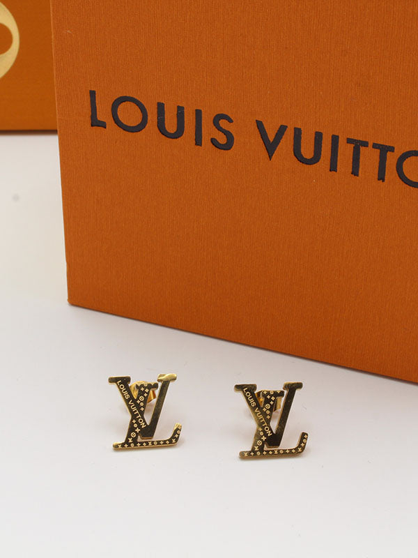 حلق لويس فيتون شعار منحوت حلق louis vuitton
