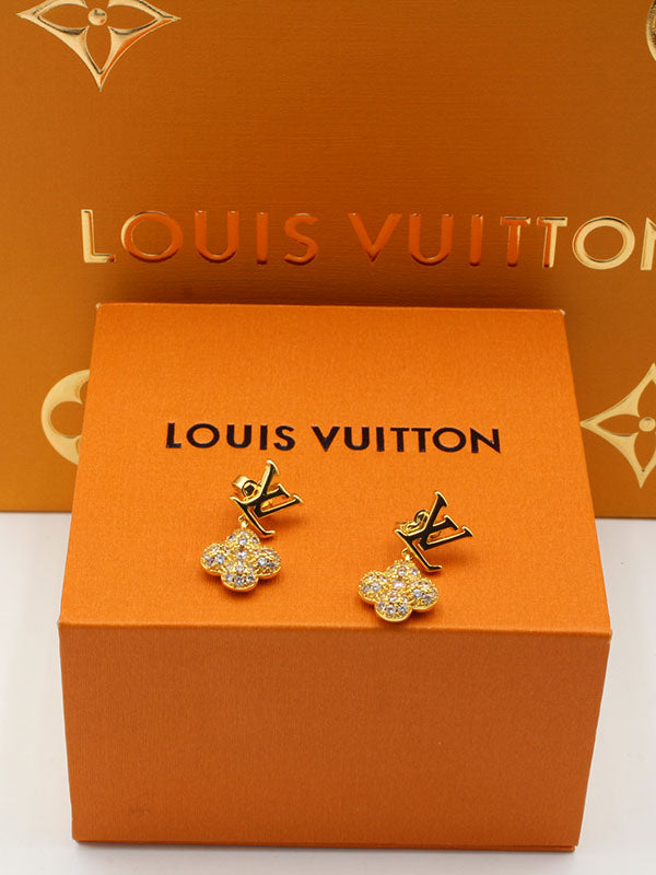 حلق لويس فيتون ون فلاور لوقو زركون حلق louis vuitton