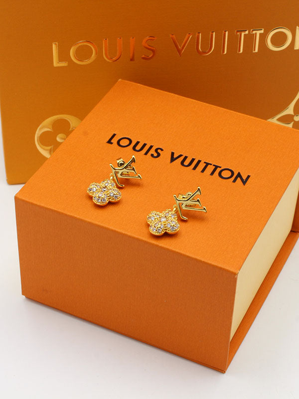 حلق لويس فيتون ون فلاور لوقو زركون حلق louis vuitton