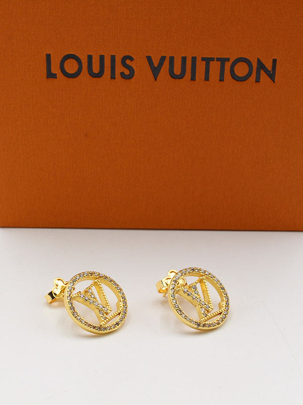 حلق لويس فيتون مدور لوقو نيو زركون حلق louis vuitton