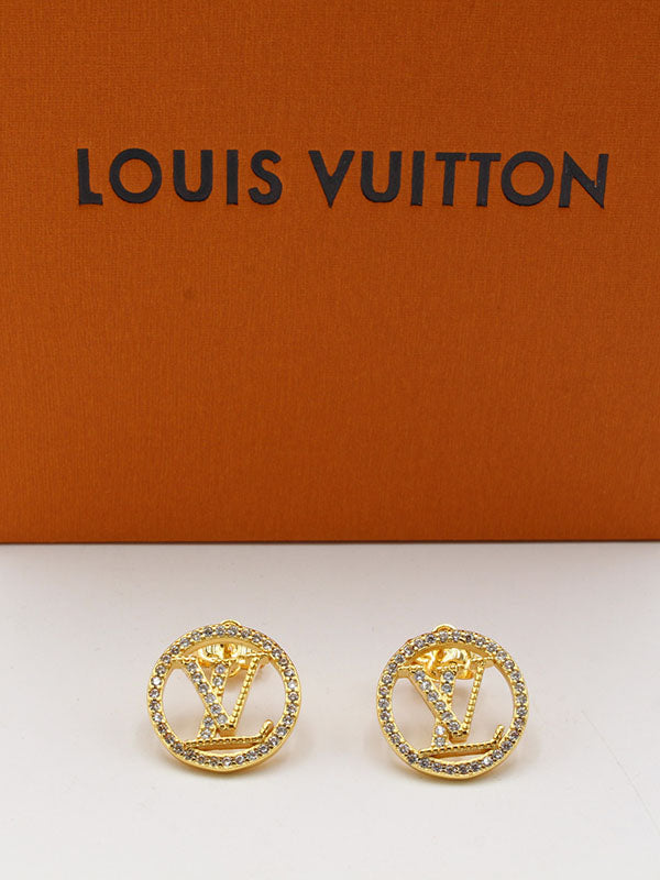 حلق لويس فيتون مدور لوقو نيو زركون حلق louis vuitton