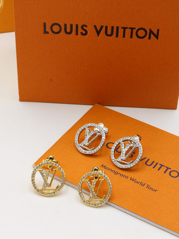 حلق لويس فيتون مدور لوقو نيو زركون حلق louis vuitton