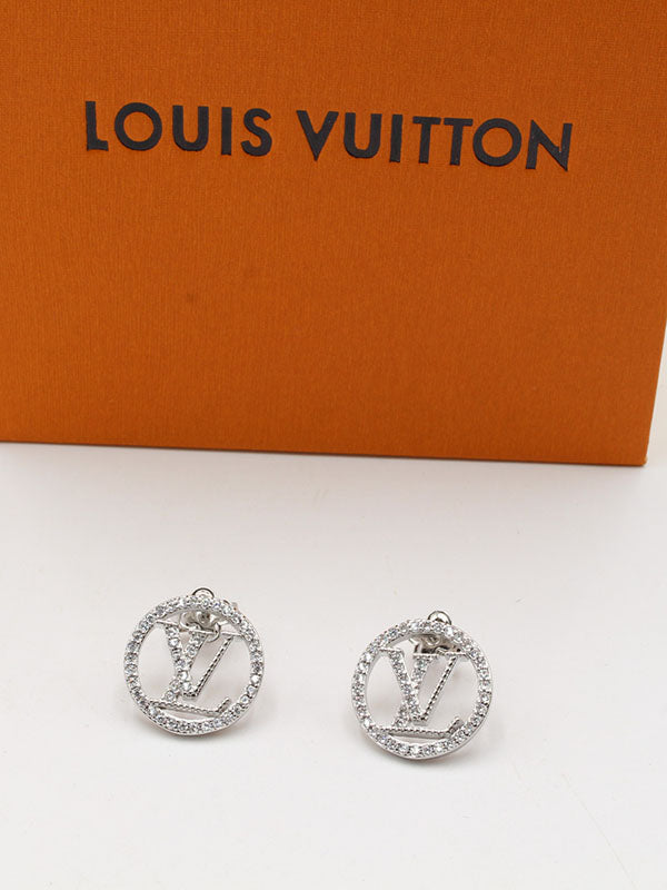 حلق لويس فيتون مدور لوقو نيو زركون حلق louis vuitton
