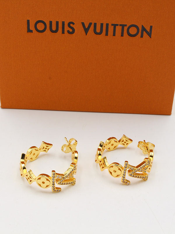 حلق لويس فيتون زركون بيق لوقو سيركل حلق louis vuitton