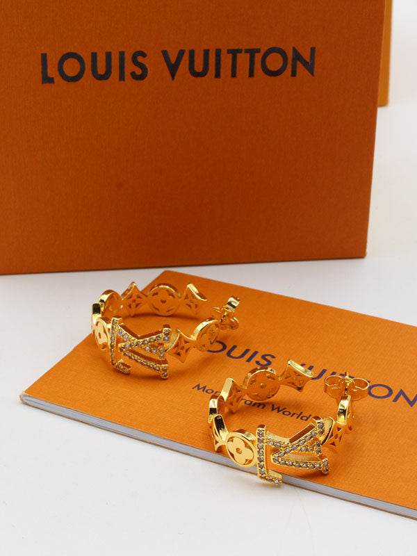 حلق لويس فيتون زركون بيق لوقو سيركل حلق louis vuitton