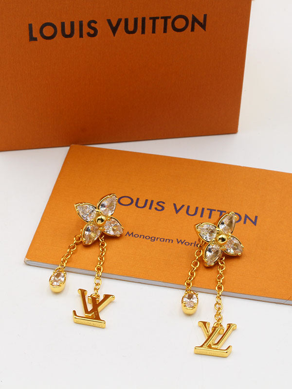 حلق لويس فيتون طويل دبل شاين لوقو زركون حلق louis vuitton