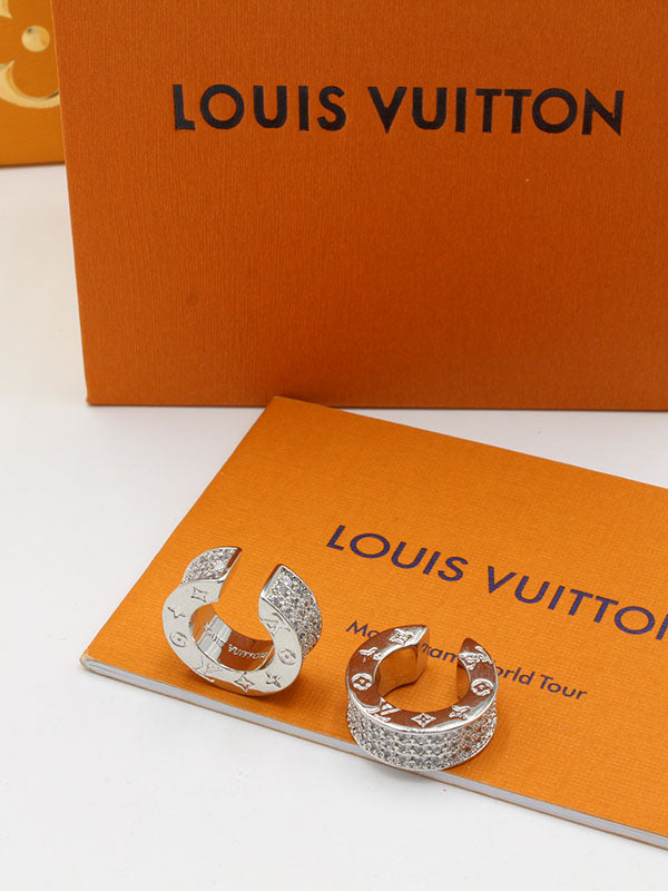 حلق لويس فيتون دائري نيو لوك زركون لوقو حلق louis vuitton فضي