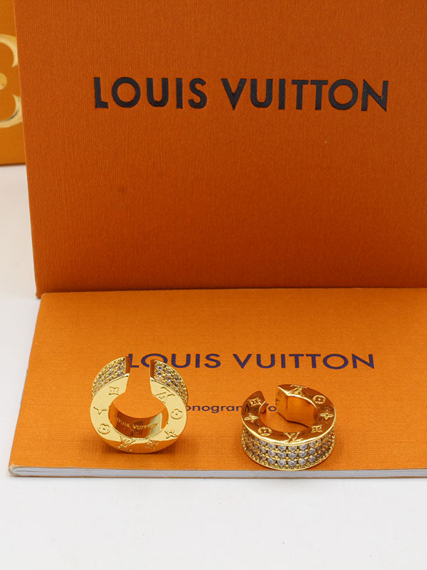 حلق لويس فيتون دائري نيو لوك زركون لوقو حلق louis vuitton ذهبي