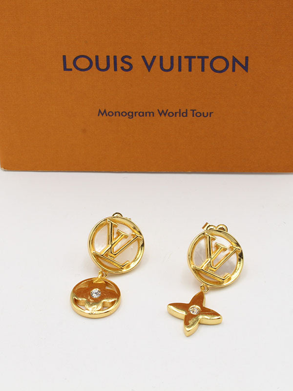 حلق لويس فيتون بيق وايت ستون لوقو حلق louis vuitton
