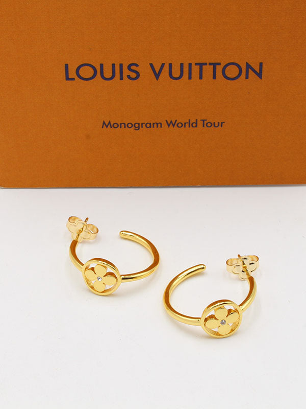 حلق لويس فيتون راوند ميتال فلاور لوقو حلق louis vuitton
