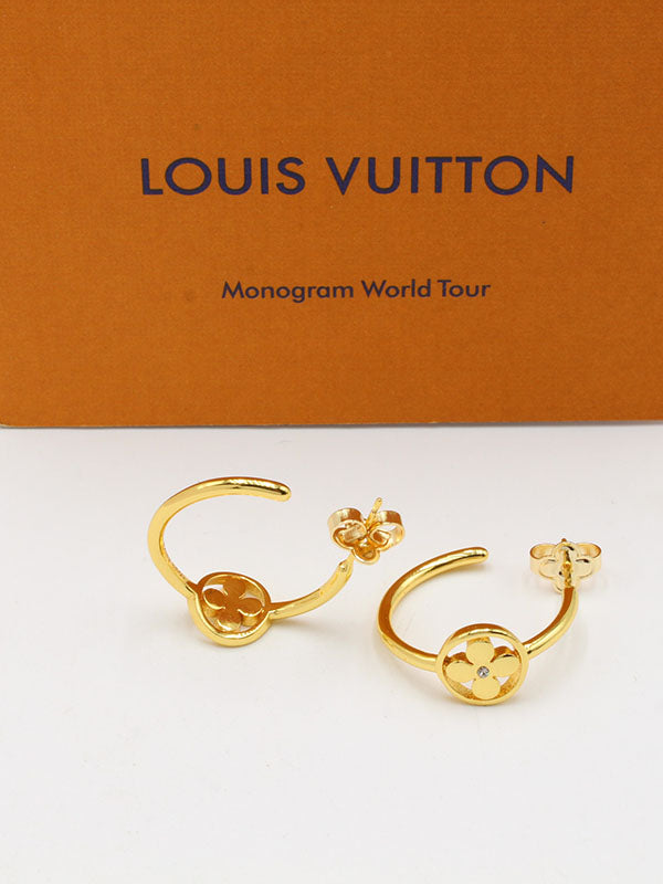 حلق لويس فيتون راوند ميتال فلاور لوقو حلق louis vuitton