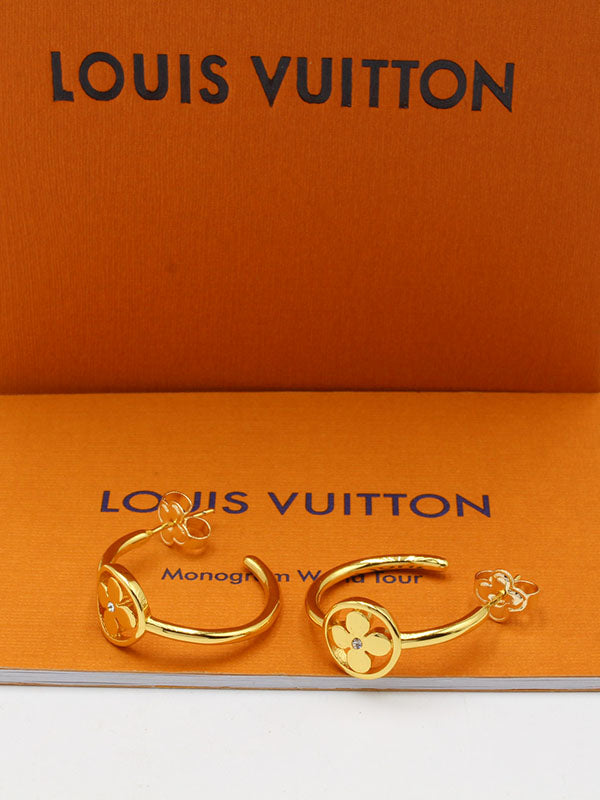 حلق لويس فيتون راوند ميتال فلاور لوقو حلق louis vuitton