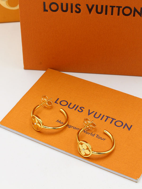 حلق لويس فيتون راوند ميتال فلاور لوقو حلق louis vuitton